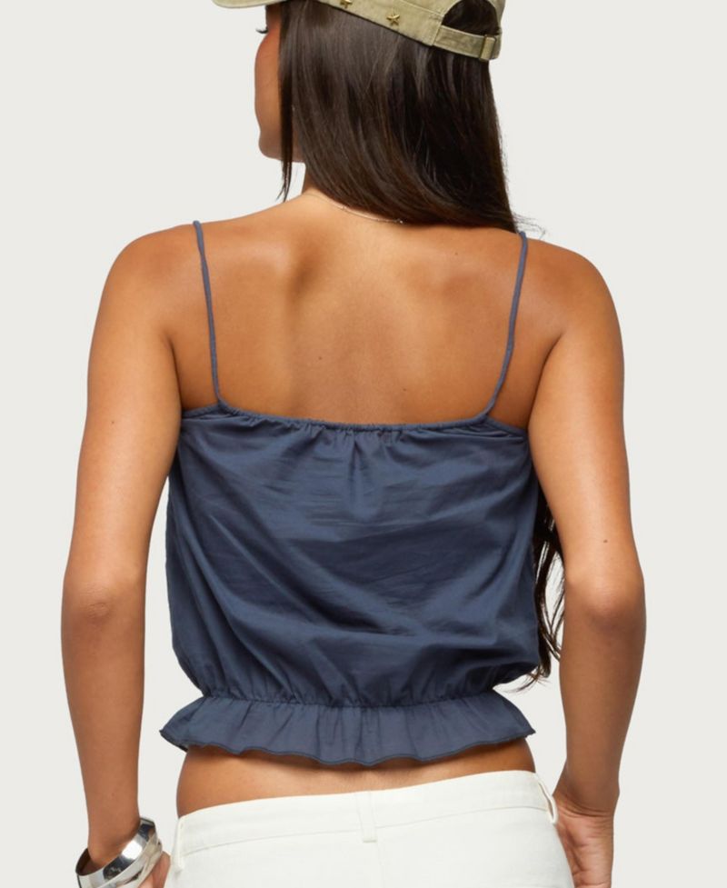 Women's Tohar Keyhole Tie-Front Crop Top