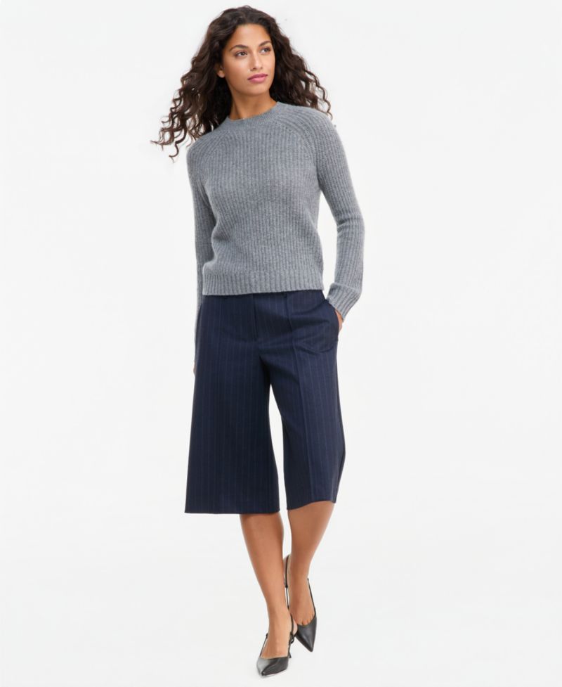 Plus Size 100% Cashmere Shaker Stitch Crewneck Sweater
