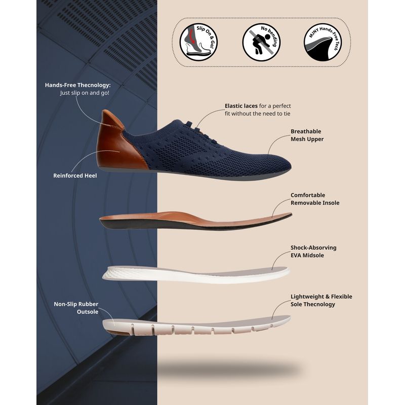 Men's Victory Street Hands-Free Slip On Technology Lightweight Mesh Oxfords