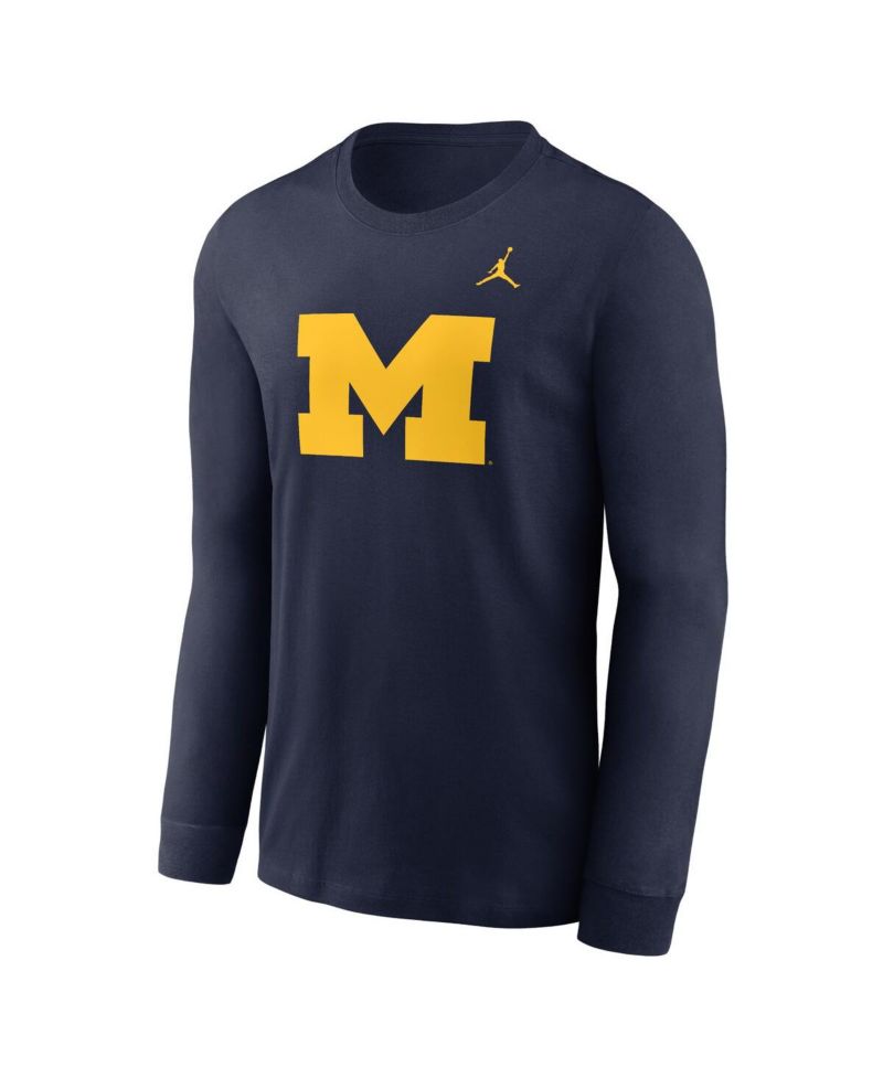 Men's Navy Michigan Wolverines Primary Logo Long Sleeve T-Shirt
