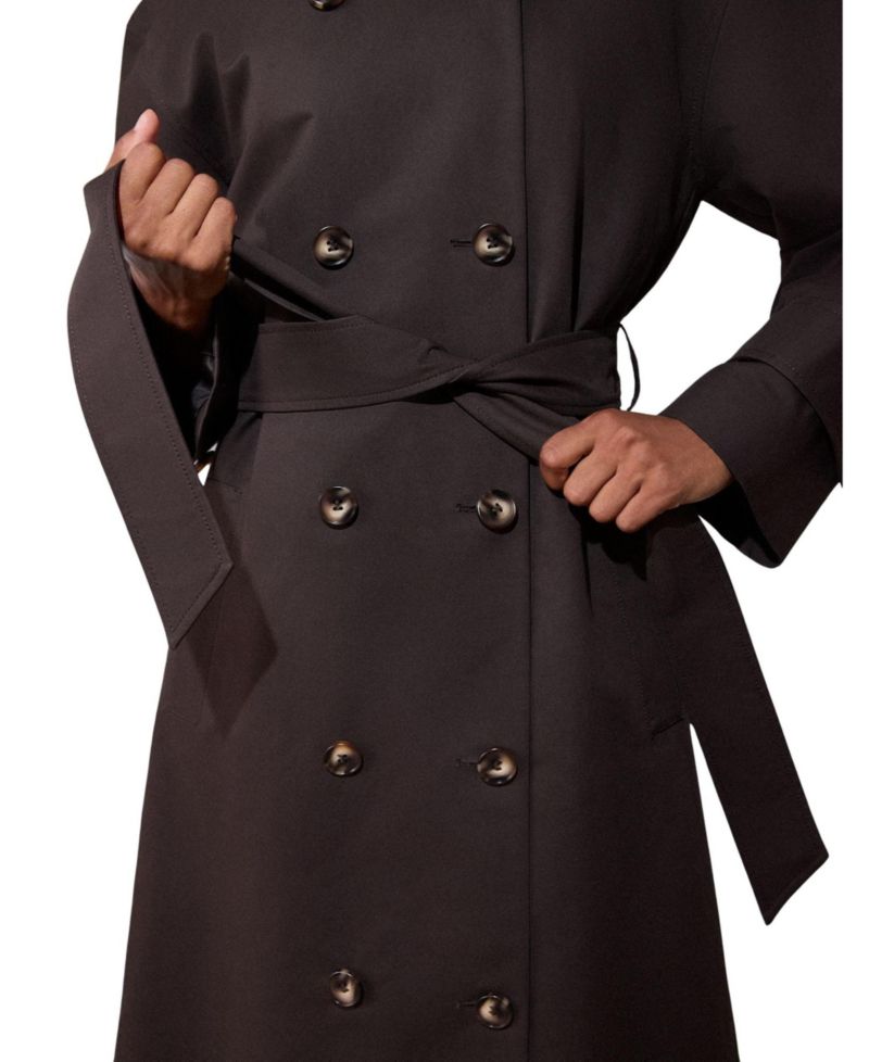 Women's Double-Breasted Funnel-Neck Trench Coat