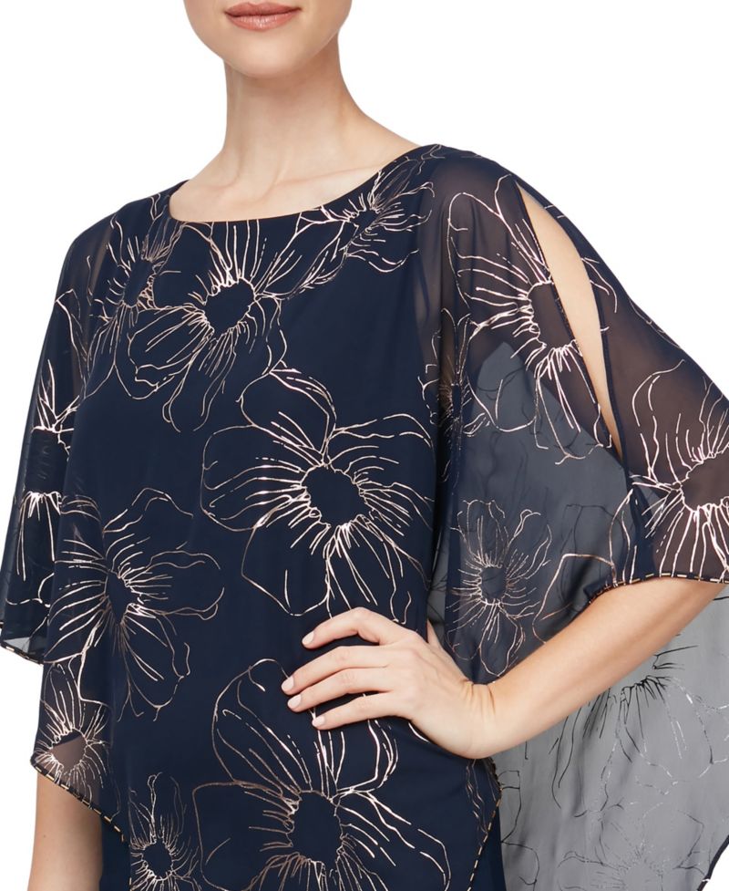Women's Long Foil Overlay Dress