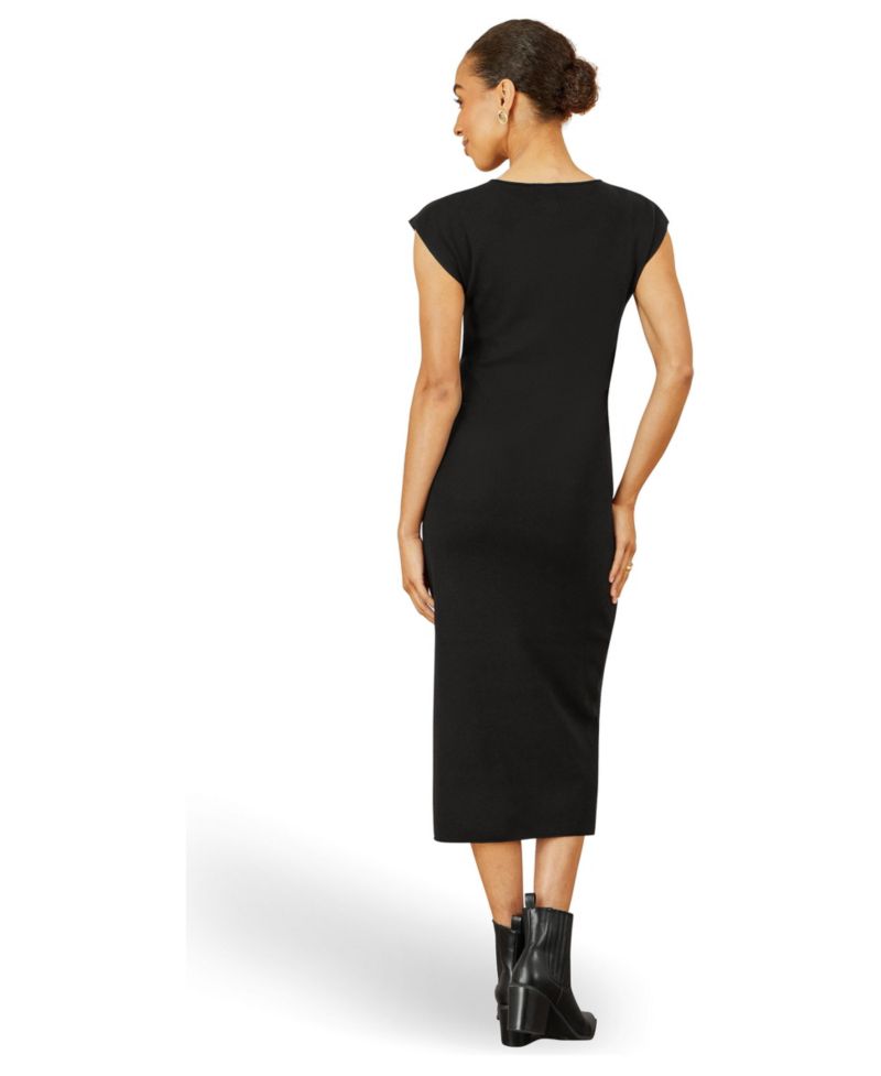 Women's Knitted Ruched Midi Dress