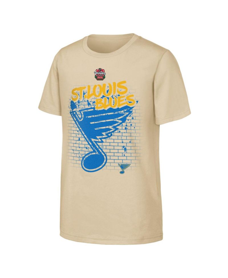 Big Boys and Girls Tan St. Louis Blues 2025 NHL Winter Classic Street Art T-Shirt
