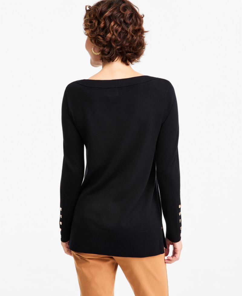Petite Boat Neck Long-Sleeve Sweater