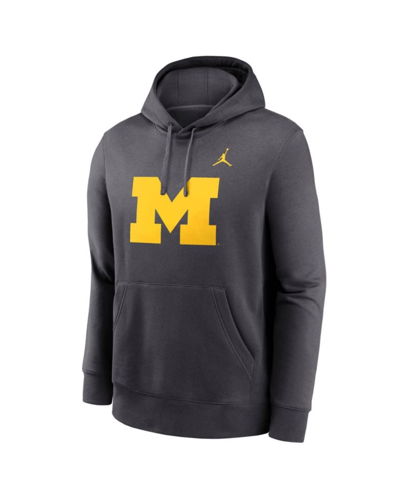 Men's Anthracite Michigan Wolverines Primetime Club Fleece Pullover Hoodie