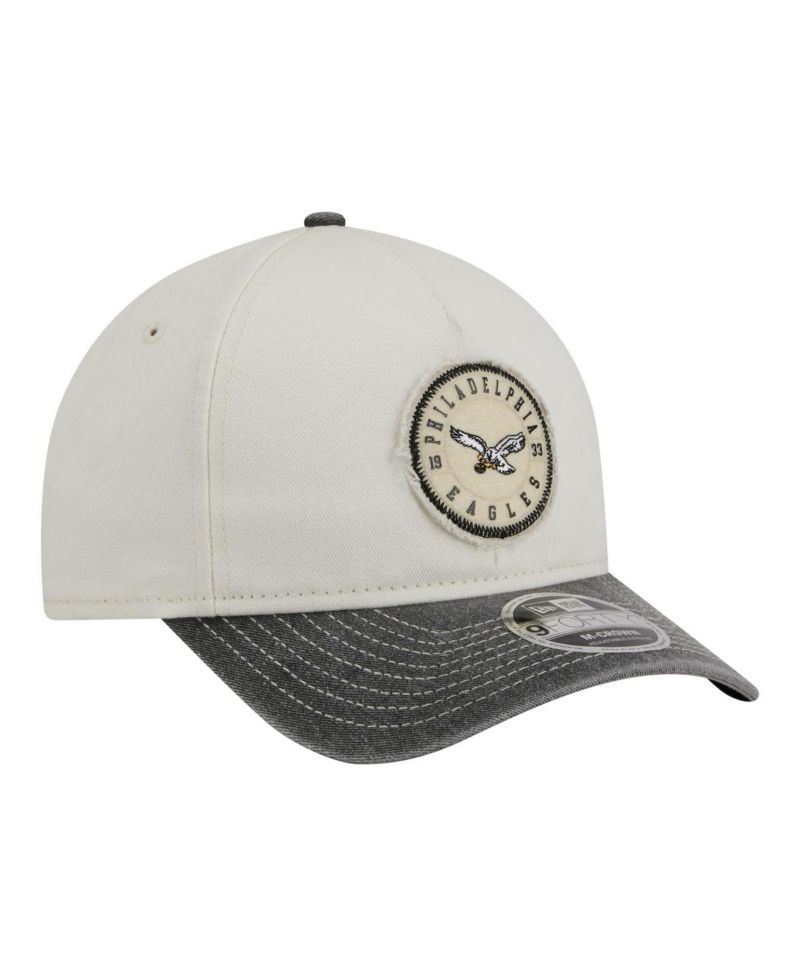 Men's White/Black Philadelphia Eagles 9FORTY Felt A-Frame Adjustable Hat