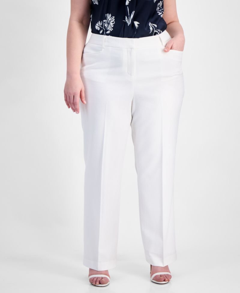 ASL Plus Size Press-Pleat Straight-Leg Pants