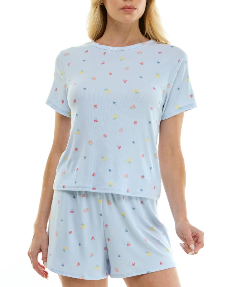 Women's Short-Sleeve T-Shirt and Pull-On Shorts, 2-Piece Set