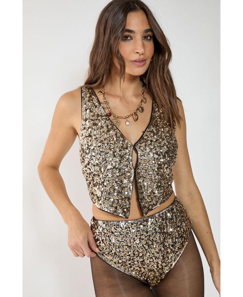Women's Cluster Hand Embellished Waistcoat