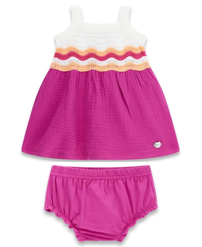 Baby Girls' Sleeveless Crochet Dress and Matching Bloomer
