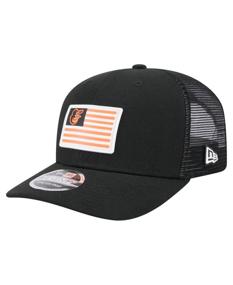 Men's Black Baltimore Orioles Flag 9SEVENTY Stretch-Snap Hat
