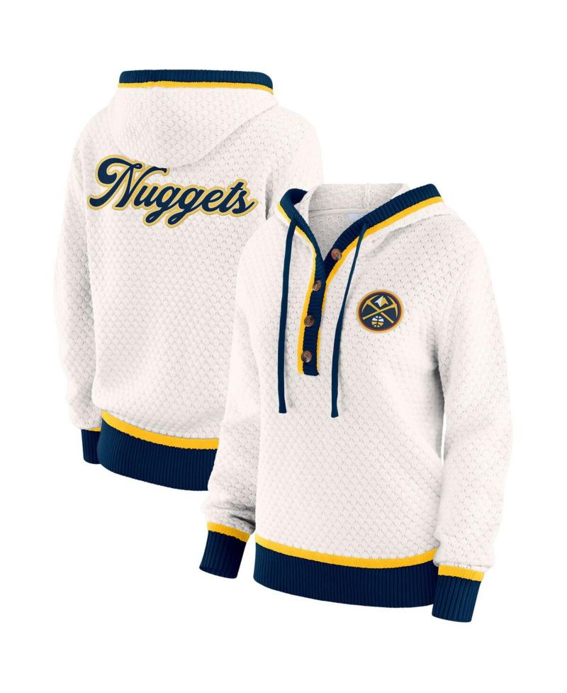 Women's White Denver Nuggets Plus Size Hoodie Sweater