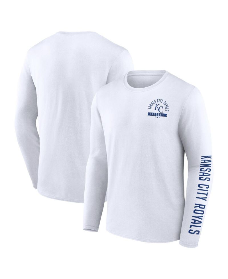Men's White Kansas City Royals Press Box Long Sleeve T-Shirt