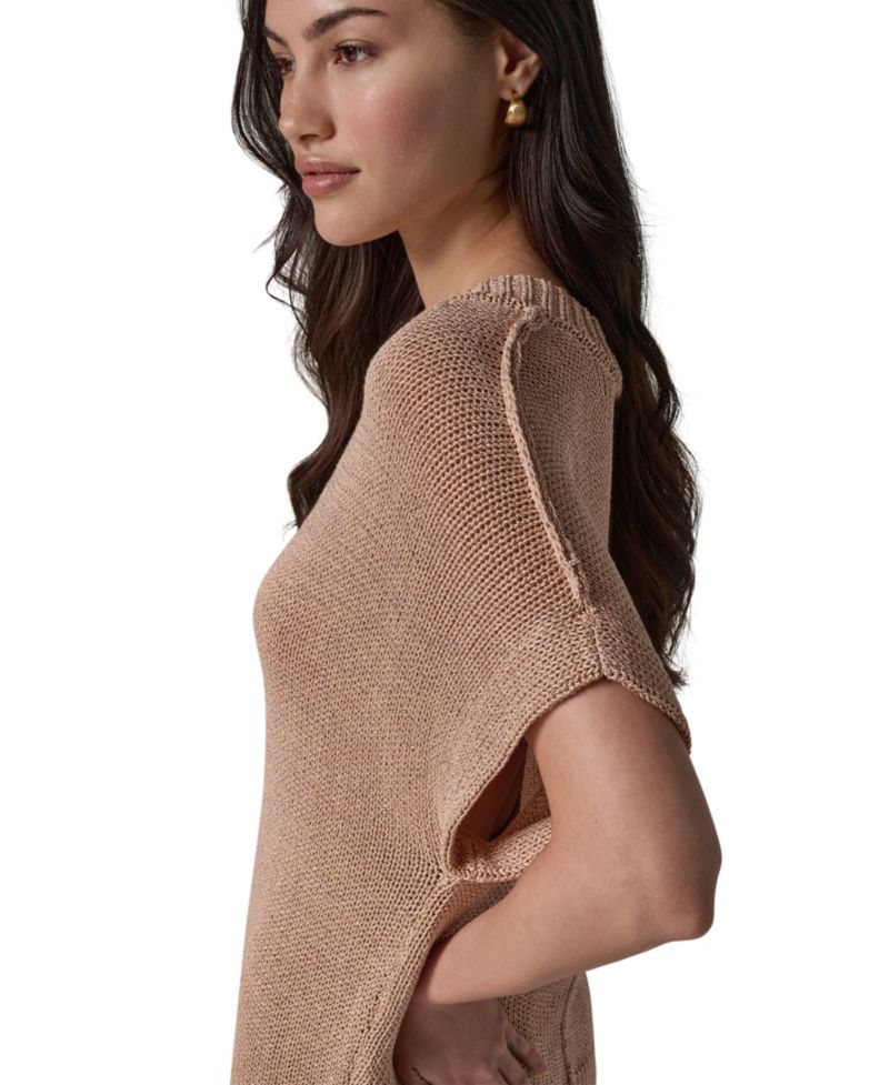 Women's Short Sleeve Relaxed Fit Lurex Sweater