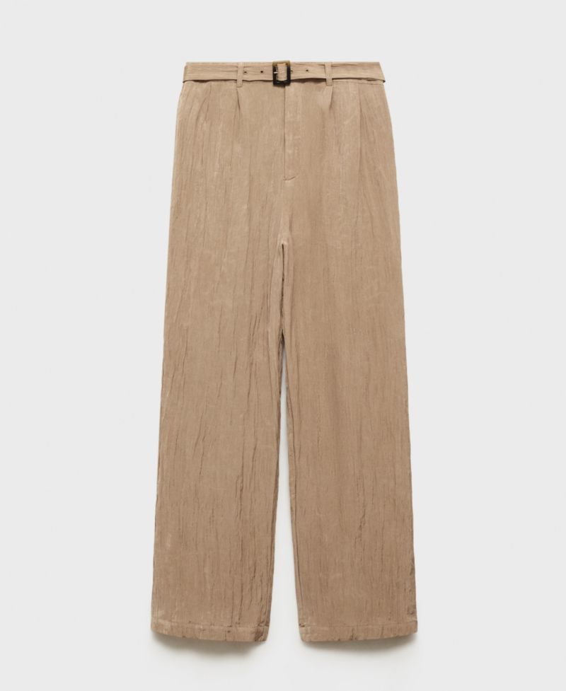 Women's Belt Detail Textured Pants