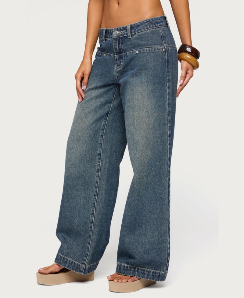 Women's Wyn Studded Low Rise Baggy Jeans