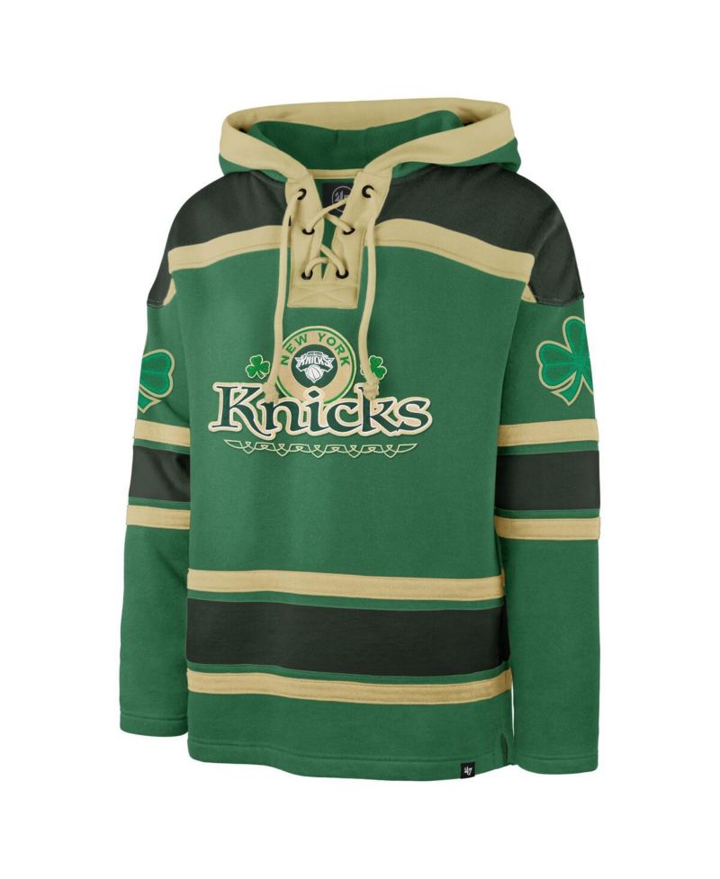 Men's Kelly Green New York Knicks McLucky Superior Lace-Up Pullover Hoodie