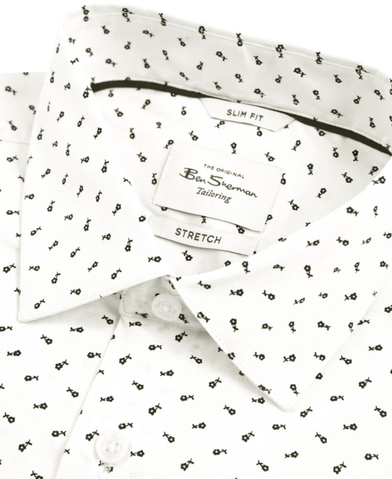 Men's Slim-Fit Flower-Print Shirt