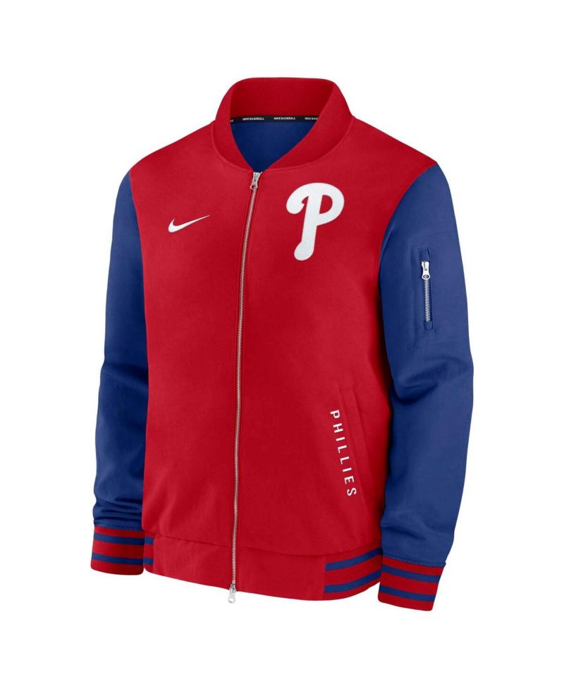 Men's Red/Royal Philadelphia Phillies Authentic Collection Dugout Full-Zip Bomber Jacket