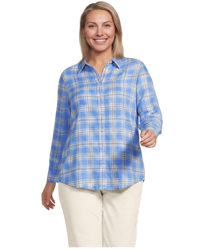 Plus Size Flannel Boyfriend Long Sleeve Shirt