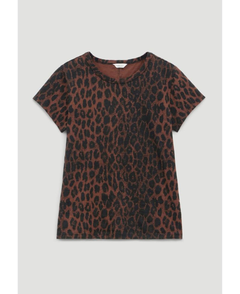 Women's Leopard-Print Slub Slim-Fit T-Shirt