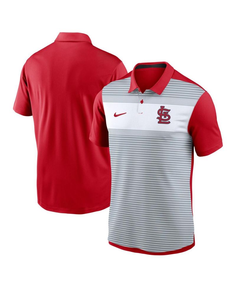 Men's White/Red St. Louis Cardinals Vapor Striped Performance Polo Shirt