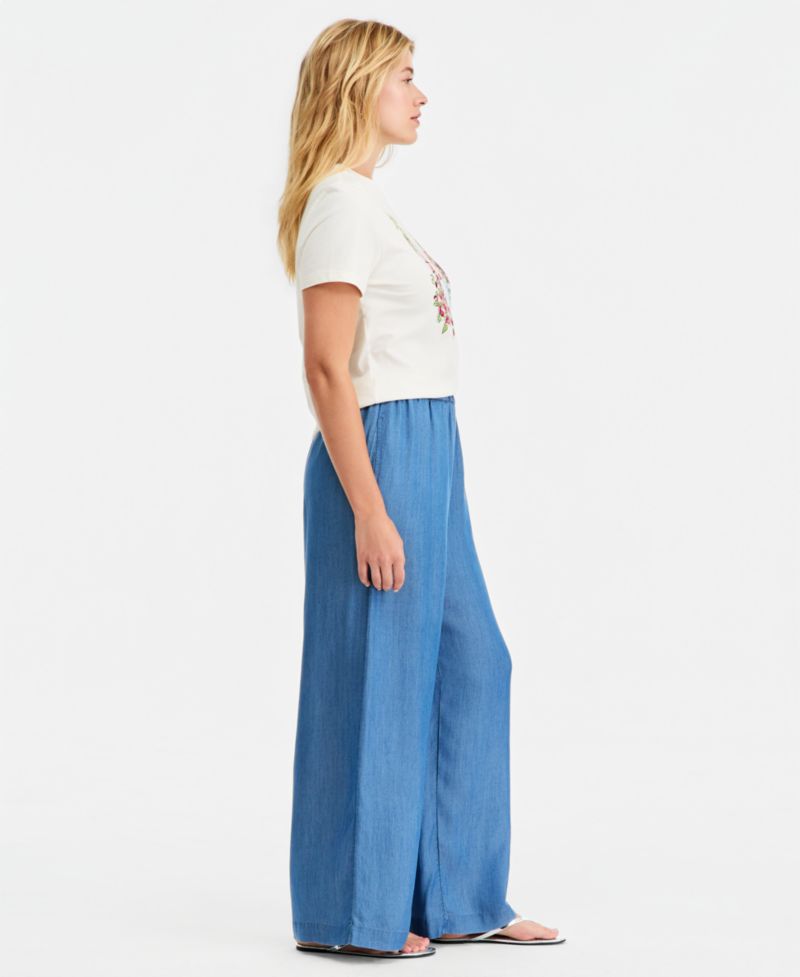 Women's Chambray Pull-On Wide-Leg Pants