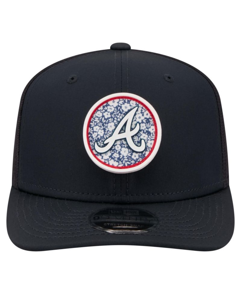 Men's Navy Atlanta Braves Floral Patch 9SEVENTY Adjustable Hat