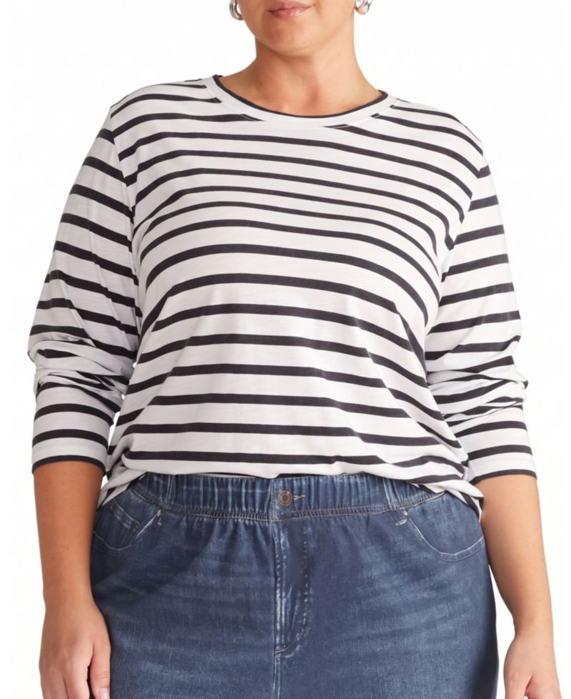 Plus Size Tee Rex Semi-Sheer Lightweight Long-Sleeve Crewneck T-Shirt