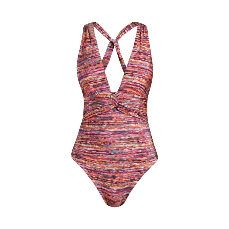 Women's Shimmer Ripple V-Plunge One Piece