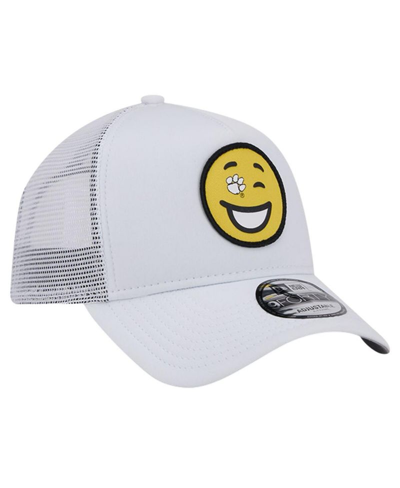 Men's White Clemson Tigers Wink Foam Trucker Adjustable Hat