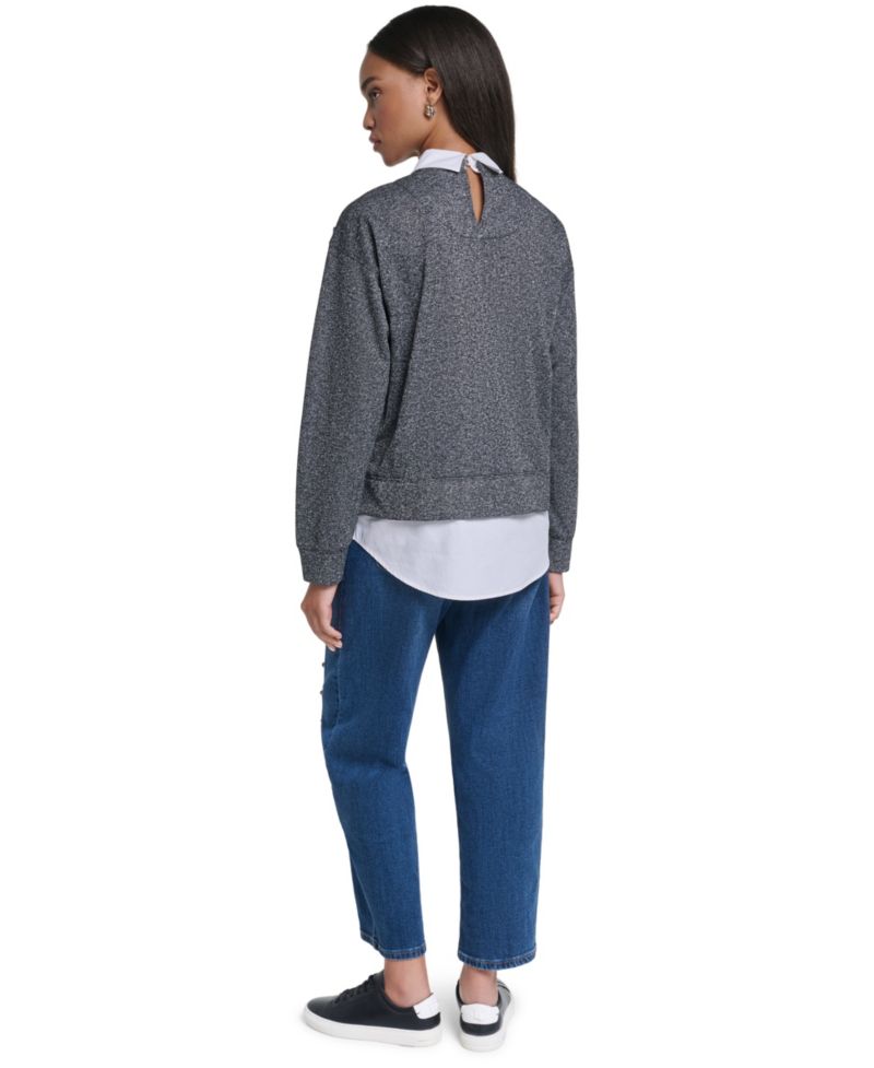 Women's Collared Oversized Logo-Bow Sweatshirt