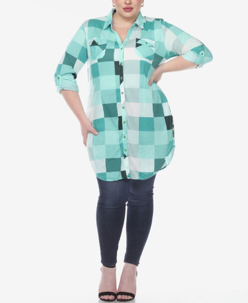 Plus Size Plaid Tunic Shirt