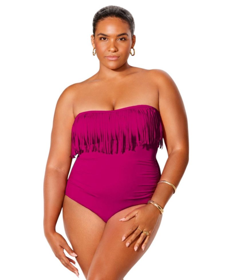 Women's Fringe Bandeau One Piece Swimsuit