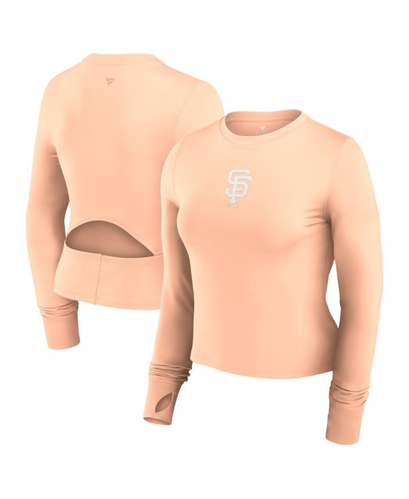 Women's Pink San Francisco Giants Studio Fitted Long Sleeve Gym Top