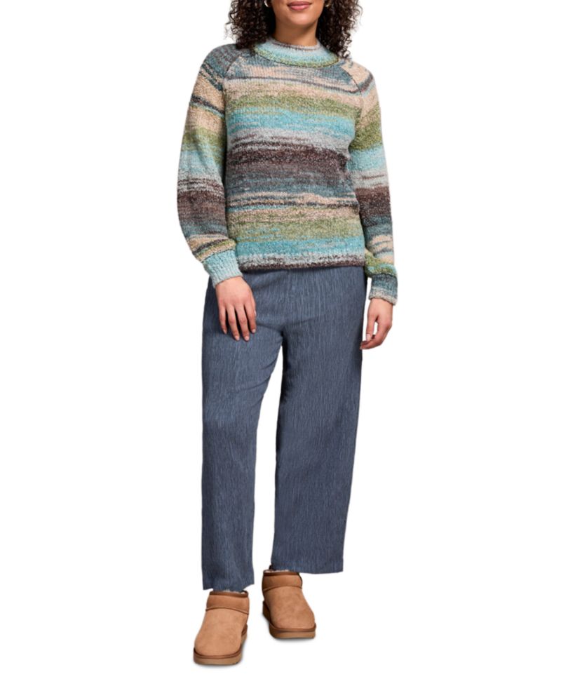 Women's Grey Mix Ground Intarsia Ribbed Sweater