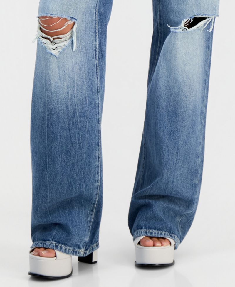 Women's Mid Rise Slouchy-Fit Straight-Leg Jeans