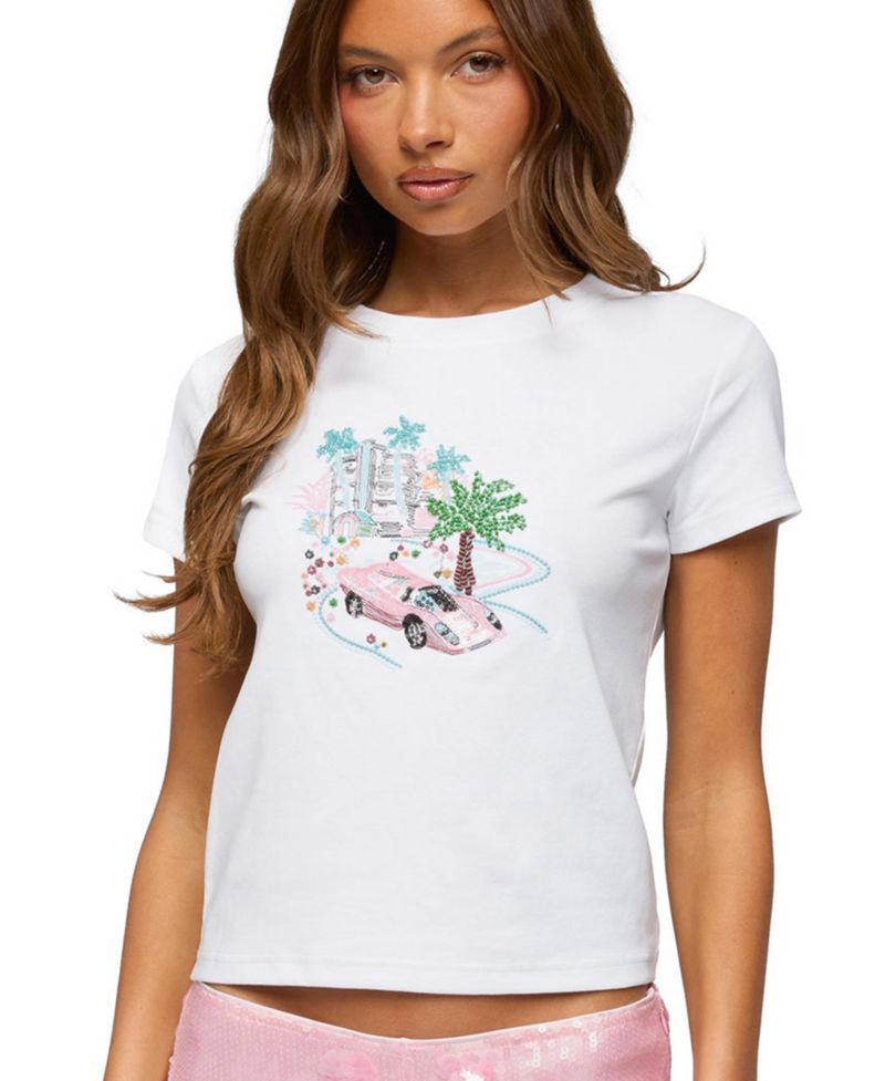 Women's City Angel Beaded Baby T Shirt