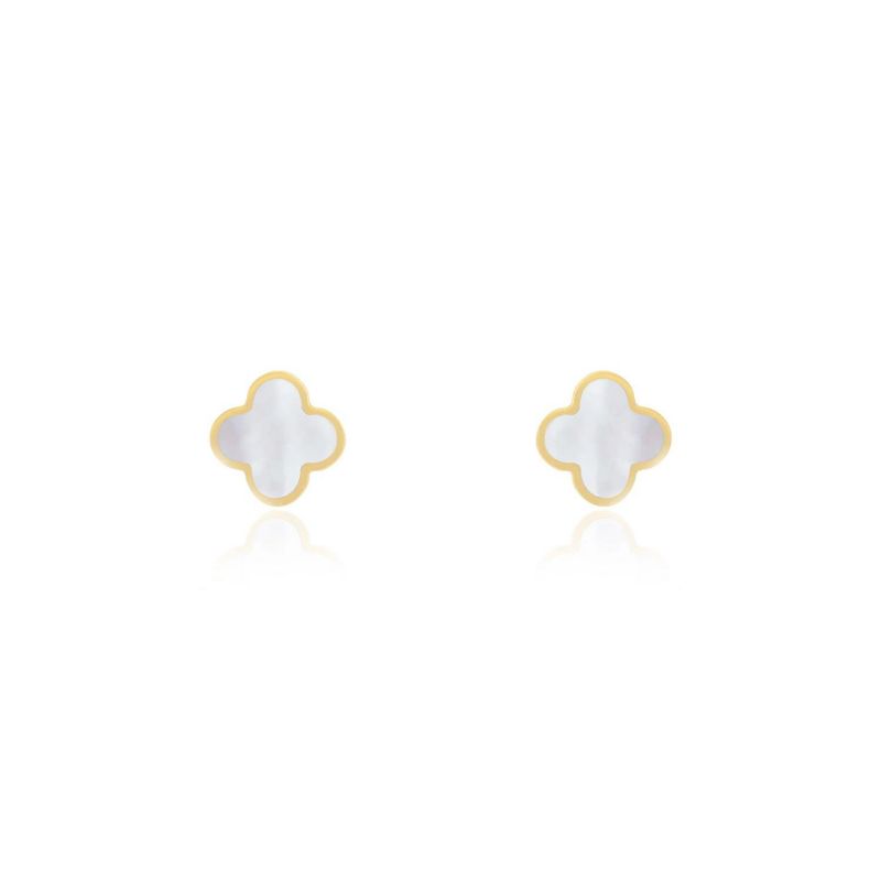 Mini Mother of Pearl Clover Stud Earrings