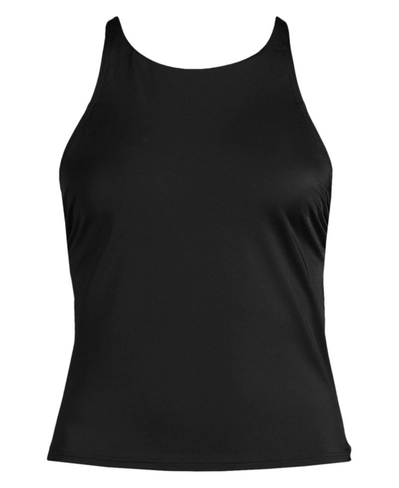 Women's Tugless High Neck Strappy Back Tankini Swimsuit Top