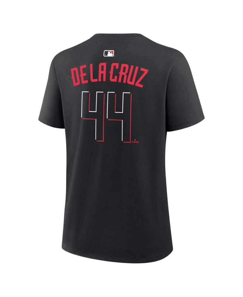 Women's Elly De La Cruz Black Cincinnati Reds Name and Number T-Shirt