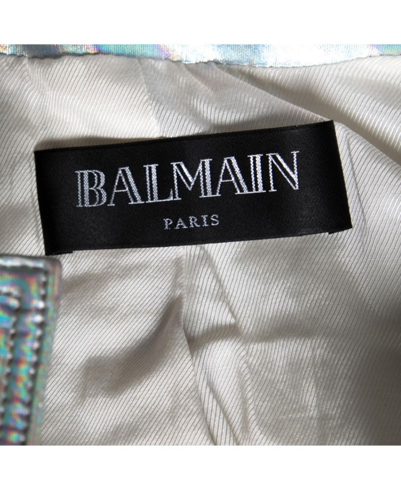 Women's Silver Holographic Quilted Open Front Jacket