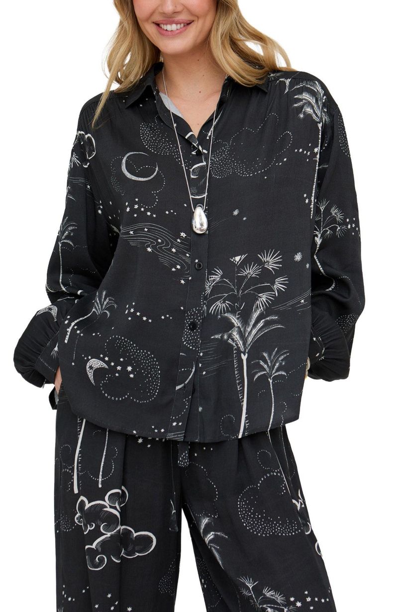 Women's Palm Button Down Palm Print Shirt