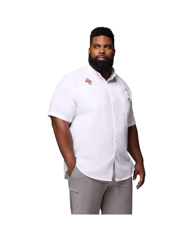 Men's White Tennessee Volunteers Big & Tall Tamiami Omni-Shade Button-Down Shirt
