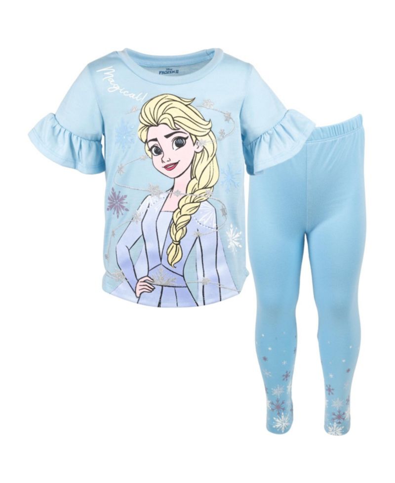 Girls Princess Moana Mermaid Floral T-Shirt and Leggings Outfit Set to