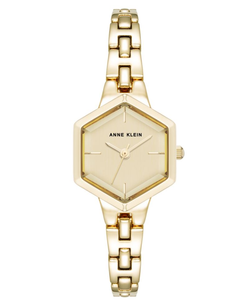 Women's Quartz Petite Hexagonal Gold-Tone Alloy Metal Bracelet Watch, 21mm