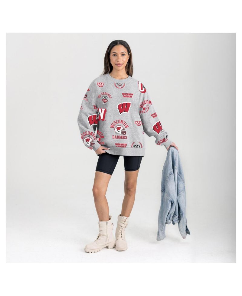Women's Gray Wisconsin Badgers Always on Repeat Fleece Sweatshirt