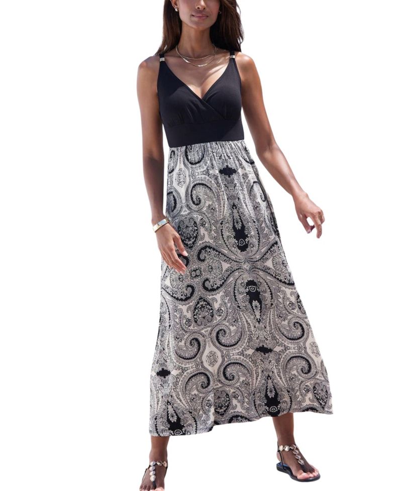 Women's Paisley Empire Waist Maxi Dress