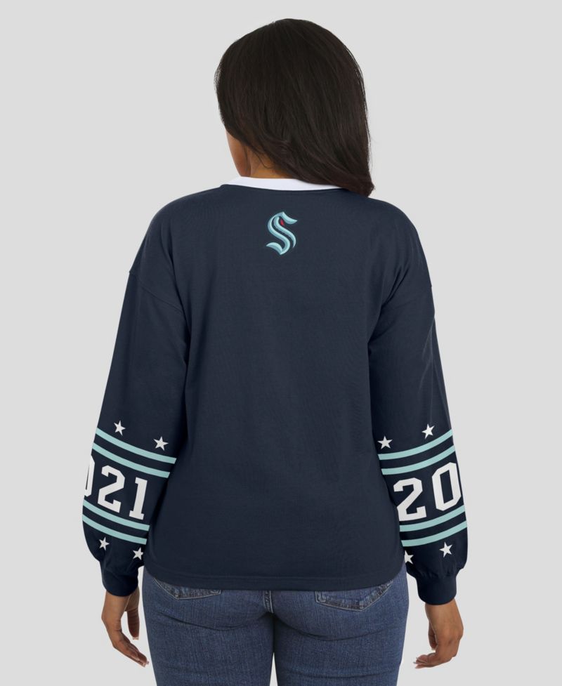 Women's Deep Sea Blue Seattle Kraken Long-Sleeve Sport T-Shirt